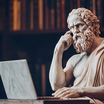 Socrate en visio dans un cabinet de philosophie