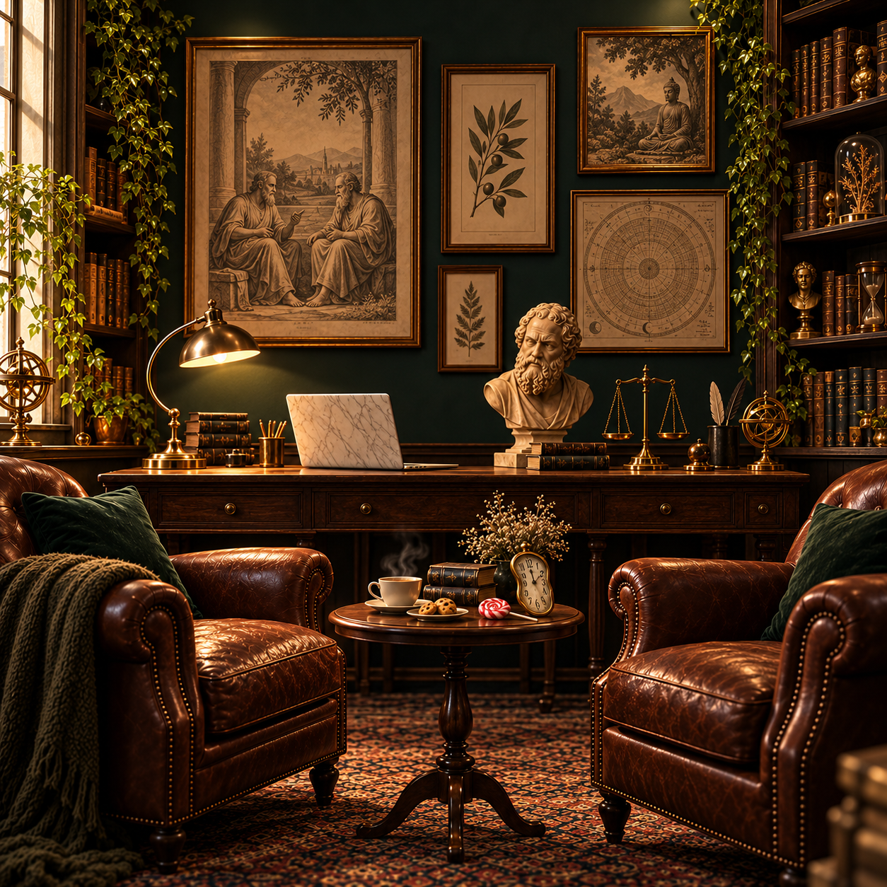 Socrate en visio dans un cabinet de philosophie